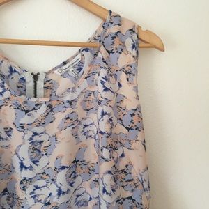 Pastel Floral Half Zip Racerback Tank Top